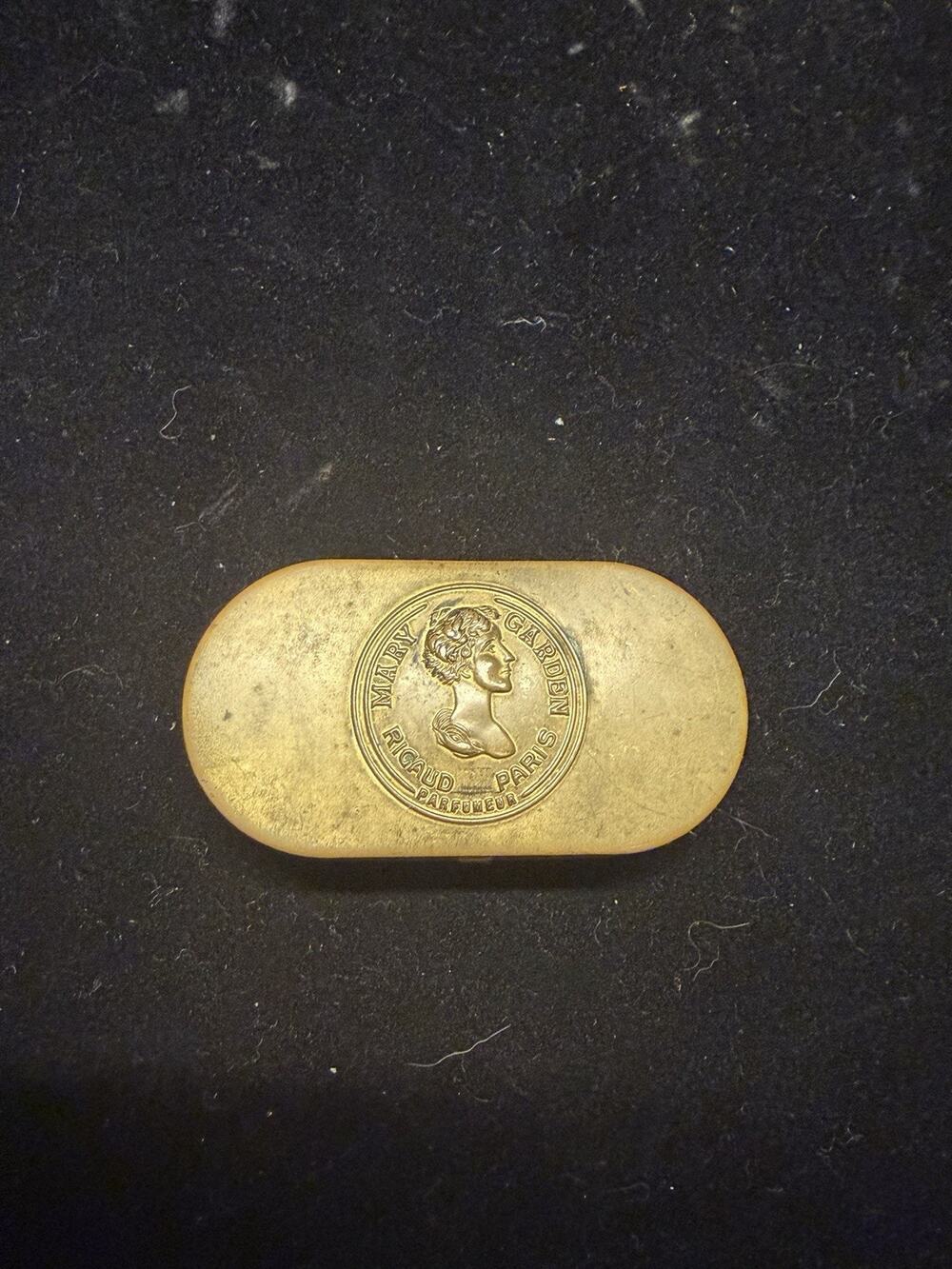 Vintage 20s/30s Mary Garden Rigaud Paris Parfumeur Embossed Brass Vanity Case
